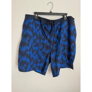 Fourlaps Mens Board Short Rough Stripes Navy Cobalt Blue Swim Trunks Size 40 NEW